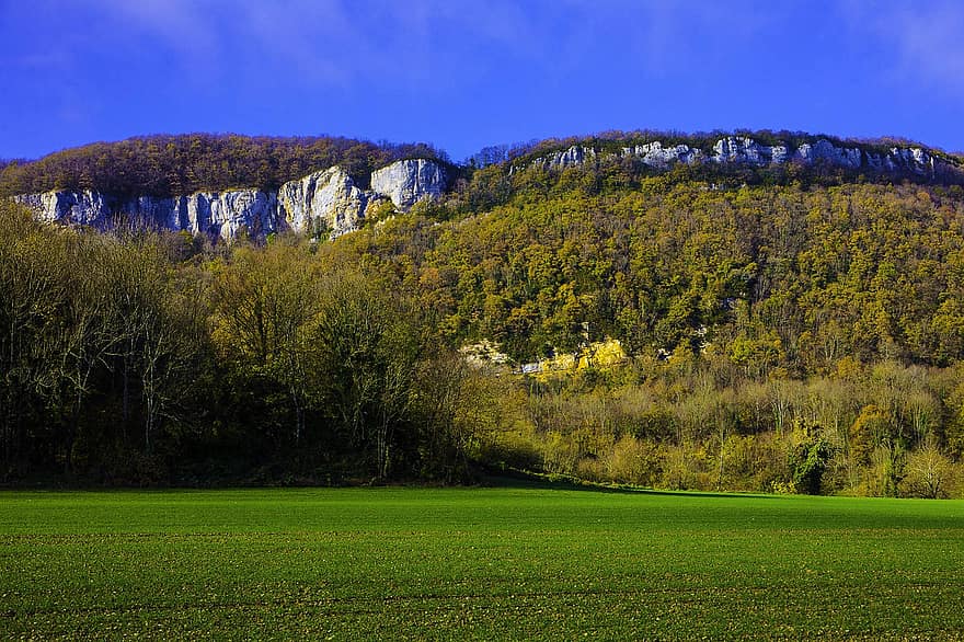 Berg, Wald, Cliff, Landschaft, Prärie, Hügel, Frankreich, Natur, Gras, grüne Farbe, Wiese
