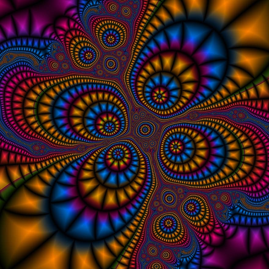 fractal, abstracte achtergrond, kleur, patroon