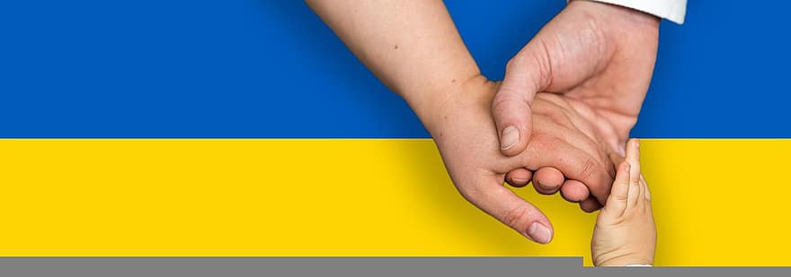 vlag, Oekraïne, Oekraïne vlag, hand-, kind, vredig, helpen, eenheid, vriendschap, partner, liefdadigheid