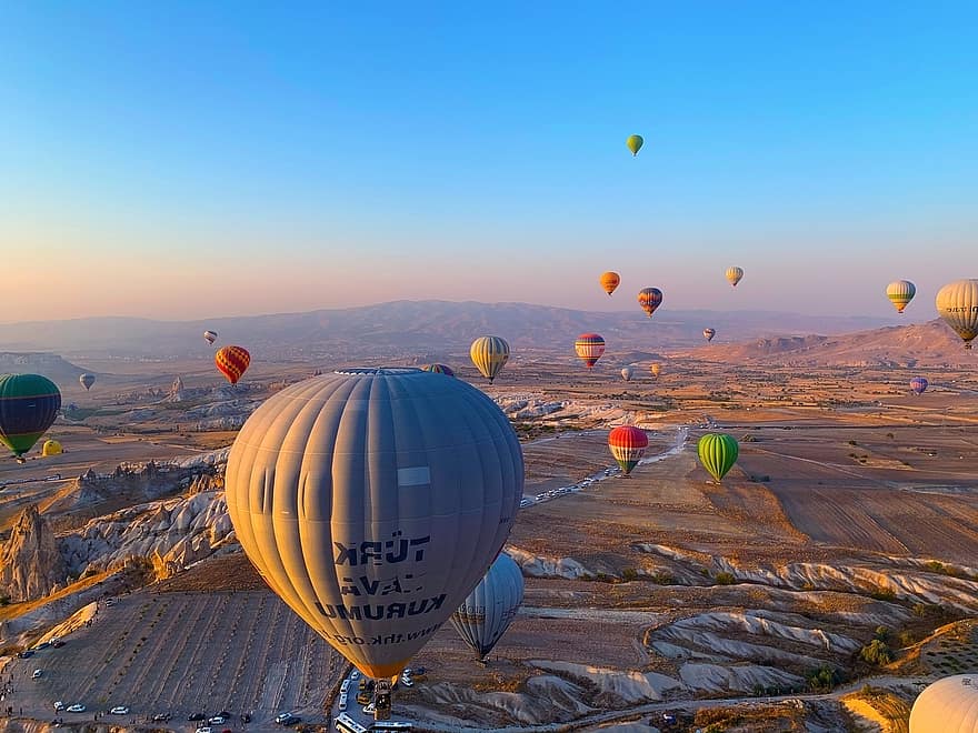 oro, kamuolys, turizmą, dangus, kelionė, Turkija, saulė, nuotykius, kraštovaizdį, transporto, balionavimas