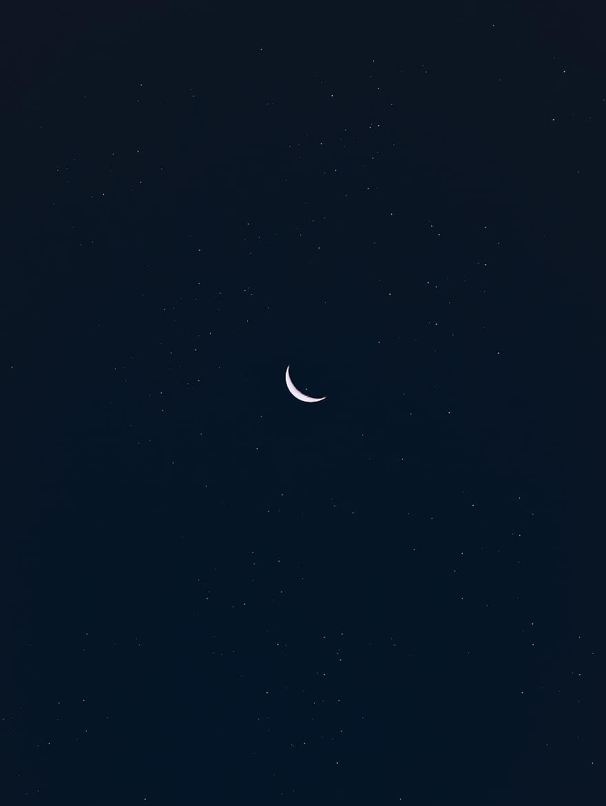 hình bán nguyệt, mặt trăng, đêm, bầu trời, ánh trăng, tối