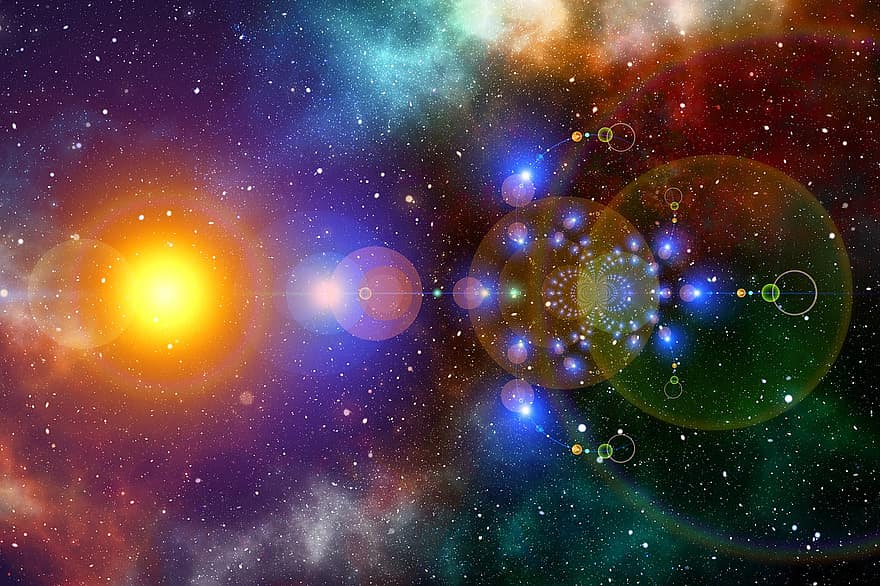 Galaxy, Abstract, Universe, Lens Flare, Sun, Background, Star, Cosmos, Space, Fantasy, Planet