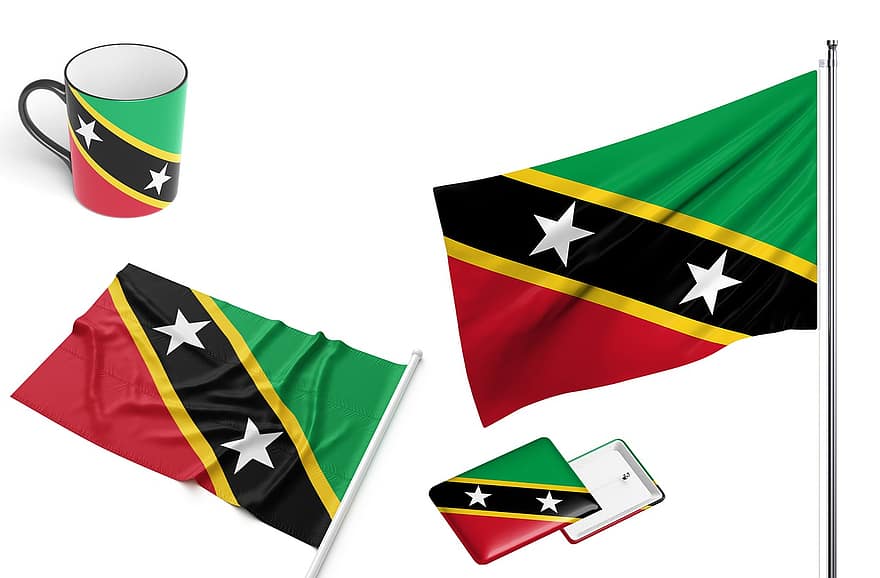 страна, флаг, Сент-Китс и Невис, национальный, условное обозначение