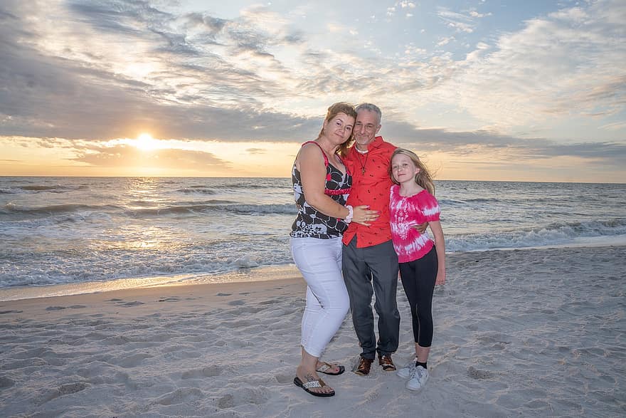 Sunset, Family, Love, Ocean, Beach, Outdoors, Vacation, Trip, women, lifestyles, smiling