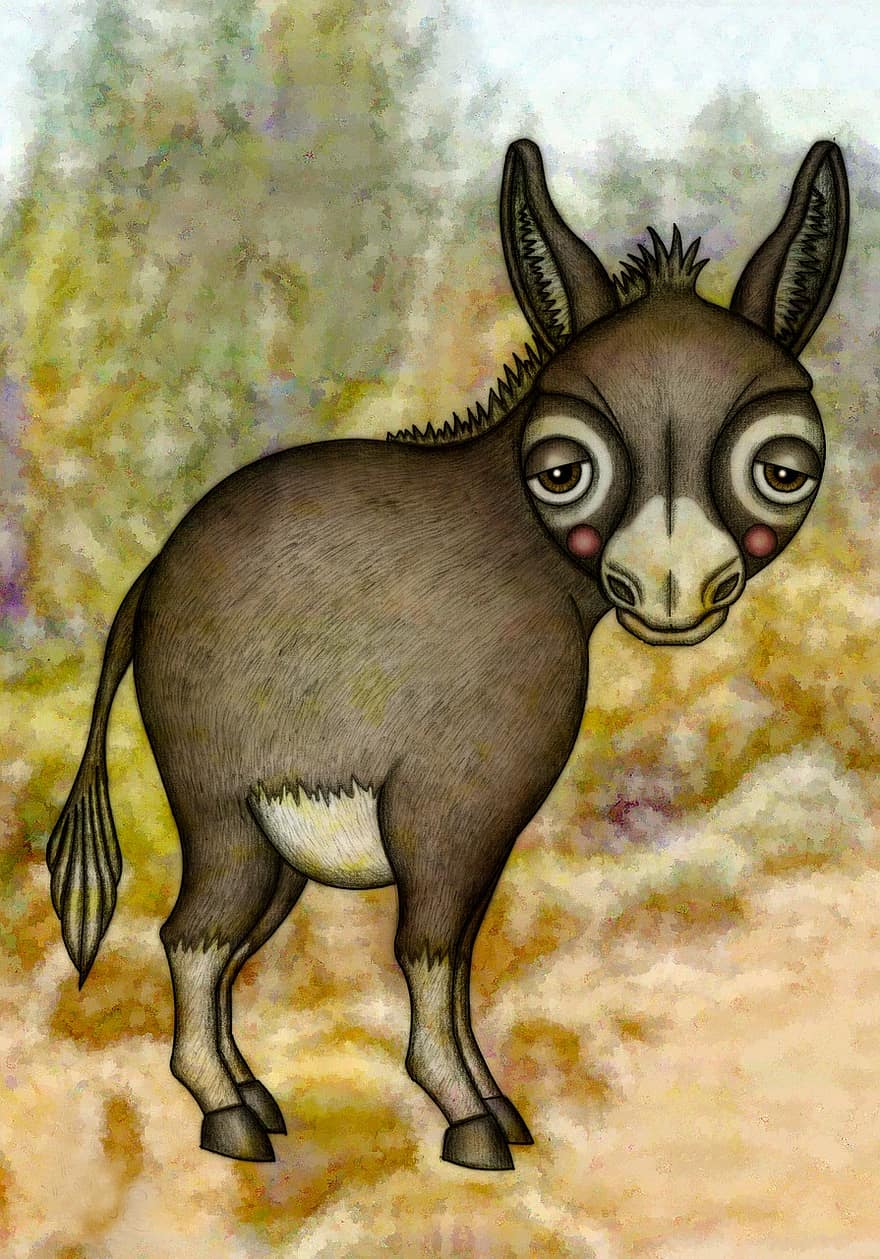 Donkey, Illustration, Drawing