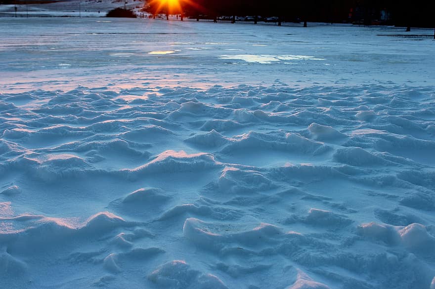 Snow, Winter, Dawn, Field, blue, backgrounds, water, summer, wave, sand, landscape
