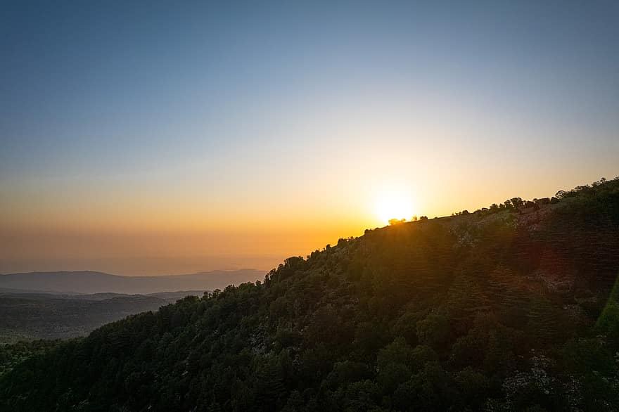 fondo de pantalla hd, fondo de pantalla de la naturaleza, puesta de sol, Dom, para descanso, arboles, cielo, Líbano, aéreo, papel pintado, paisaje