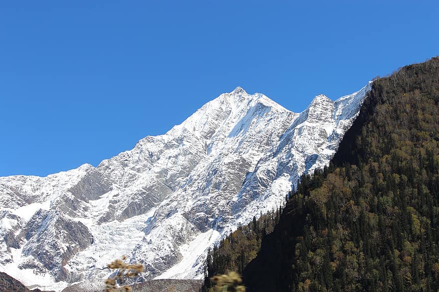 Mountains, Winter, Snow, Nature, India, mountain, mountain peak, landscape, blue, mountain range, ice