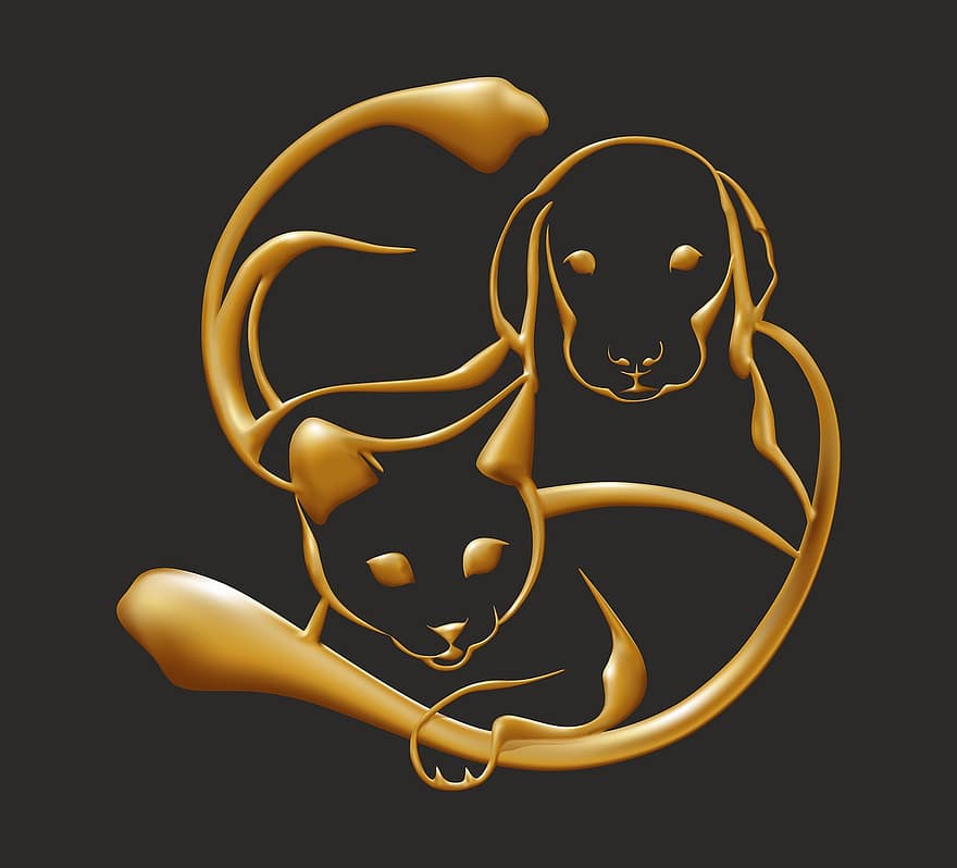 χρυσός, σκύλος, Γάτα, ζώο, κόσμημα