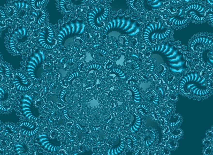 fractais, textura, fundo, abstrato, azul, estrutura, origens, texturas