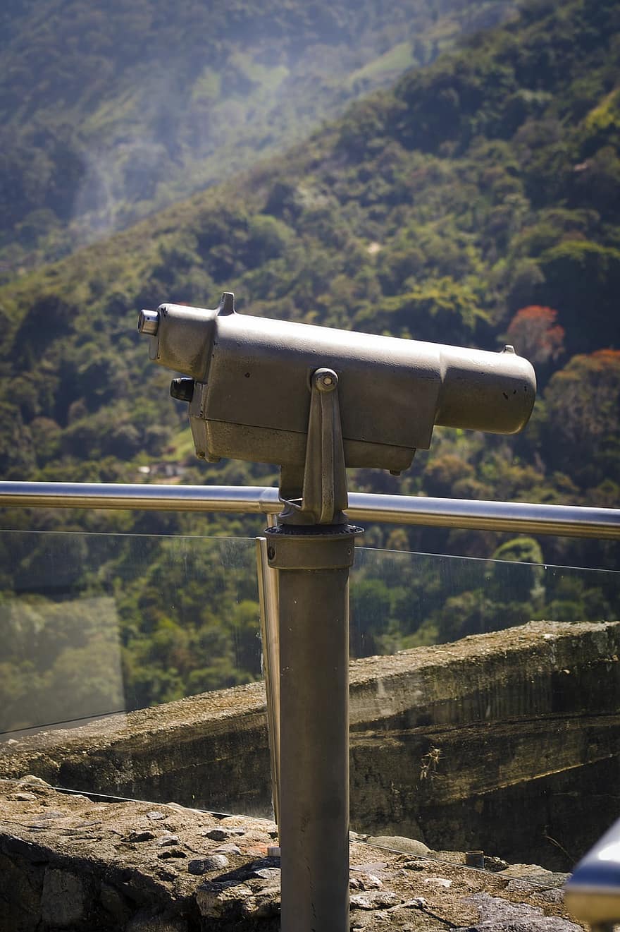 Binoculars, Viewing Deck, Outlook, View, Mountain, Trees, Forest, hand-held telescope, travel, looking, lens