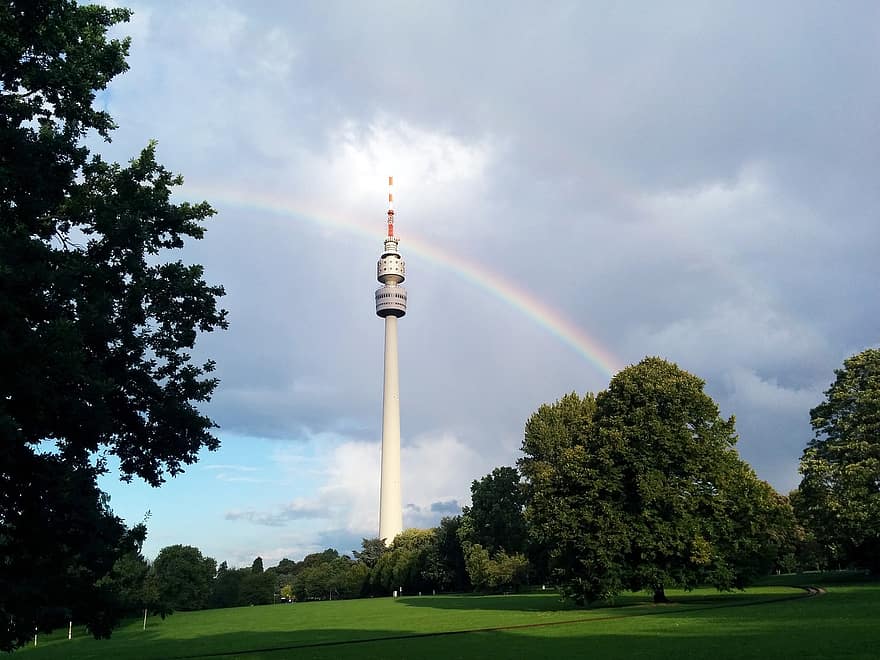 Turm, Regenbogen, Park, Florianturm, florianturm, Telekommunikation, Fernsehturm, Wahrzeichen, Dortmund, Westphalia Park, florian