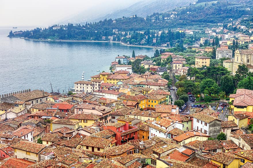 City, Lake, Italy, Buildings, Houses, Town, Coast, Coastline, Urban, Roofs