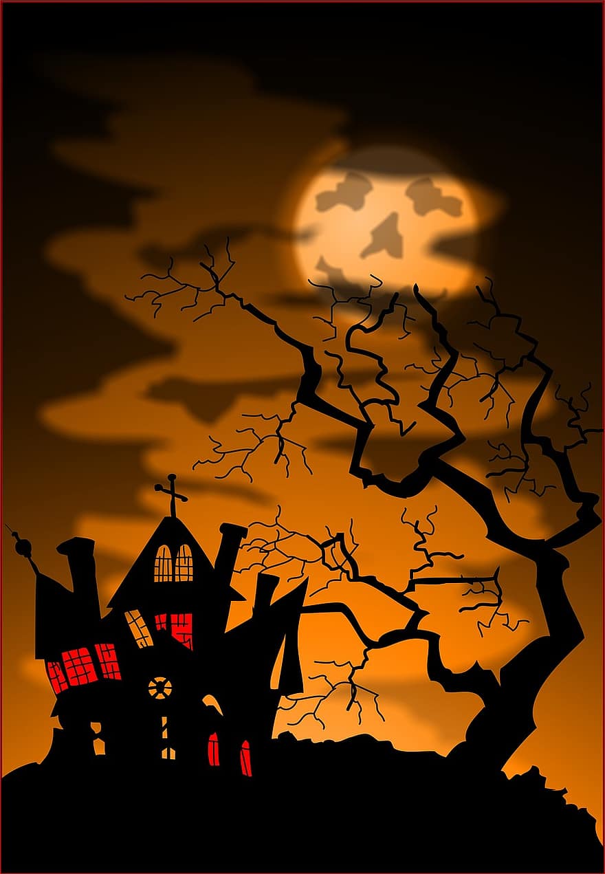 Halloween, casa encantada, fantasmal, horripilant, por, horror