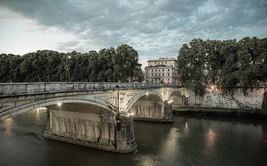 Italia, perjalanan, jembatan, kota, sungai, eropa