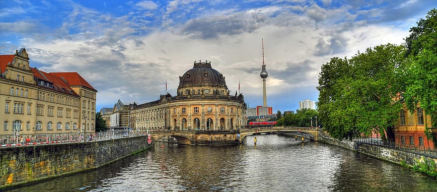 alexanderplatz, Alexanderturm, arte, atração, Berlim, berliner, azul, bode, bode museum, ponte, capital