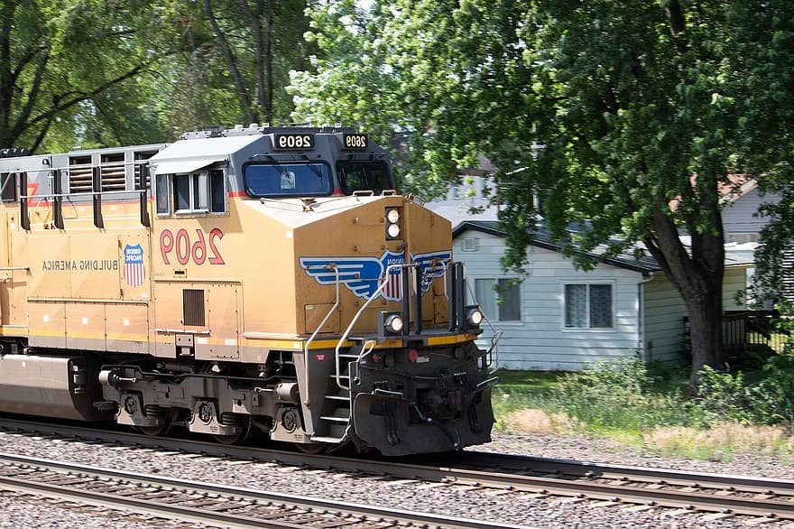 Zug, Eisenbahn, Transport, Union Pacific, Dieselmotor, Schienen