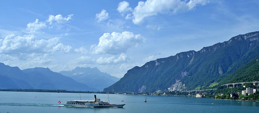 Suisse, Montreux, Lac, les montagnes