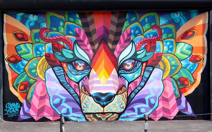 Graffiti, Straßenkunst, Miami, städtische Kunst, Wandkunst, Kunst, Wandgemälde, Wynwood, Dekoration, mehrfarbig, Illustration