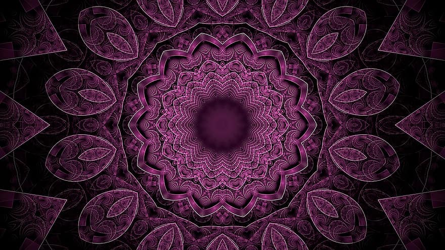 rosetón, caleidoscopio, patrón floral, mandala, fondo violeta, fondo de pantalla violeta, Art º, papel pintado