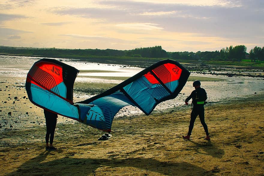 kite surf, kitesurf, plage, sport, Hommes, sports extrêmes, été, activités récréatives, Activité de loisir, aventure, activité
