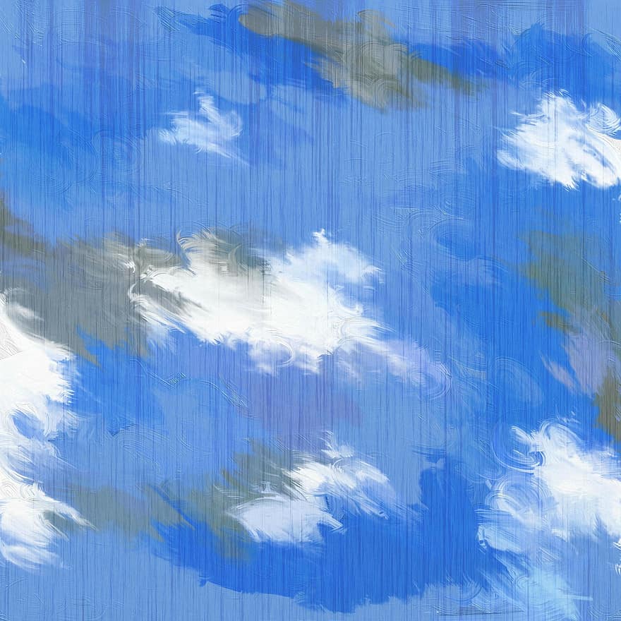 nuvens, pintura, pintado, digital, gráfico, textura, azul, quadrado, fundo, pintura azul