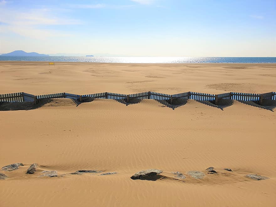 dadaepo, плаж, пясък, Бусан, Корея, крайбрежие, бряг, ограда, море, природа, пясъчна дюна