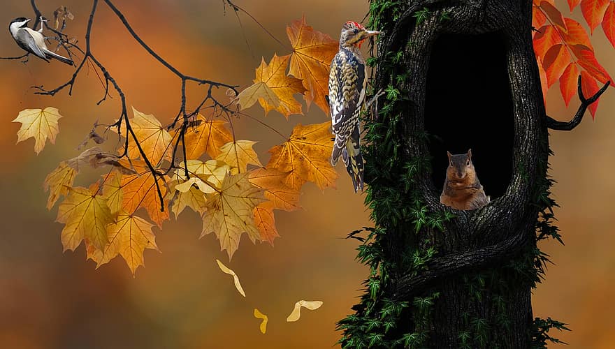 mókus, ősz, természet, esik, évszak, levelek, lombozat, emlős, vadvilág, rágcsáló, faj
