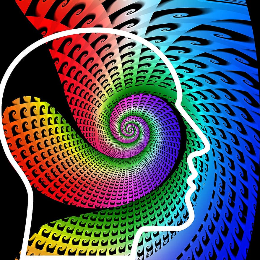 cap, espiral, confiança en un mateix, Psicologia, colorit, pensar, jo, i, comportament, la vida conscient, sobirania