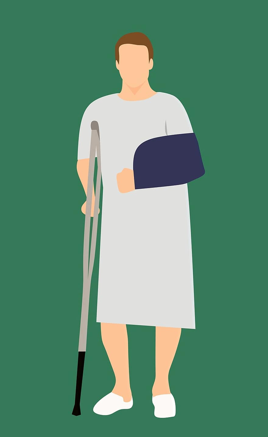 Man, Patient, Standing, Broke, Caucasian, Crutch, Disability, Disabled, Equipment, Fullbody, Guy