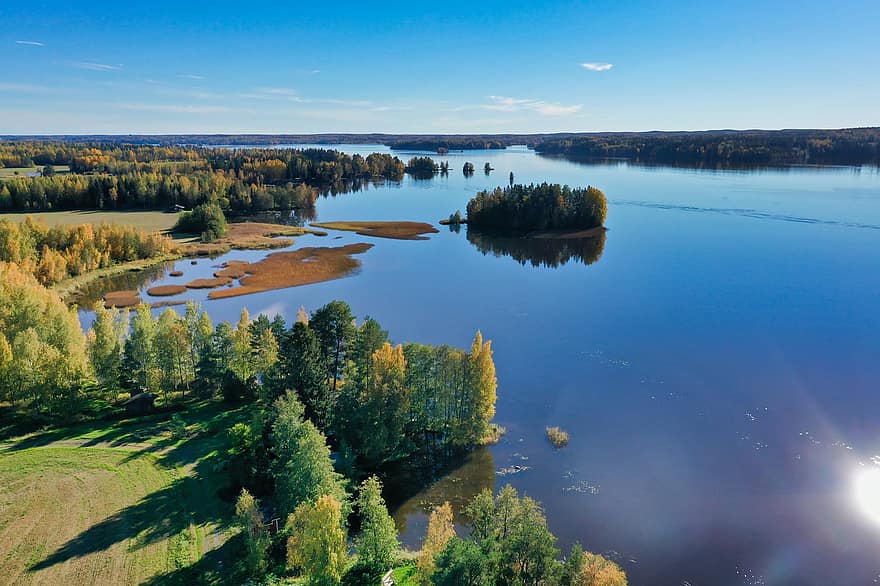 water, licht, herfst, Ruska, Kokemäki, Sastamala, Finland, reflectie, kalmte