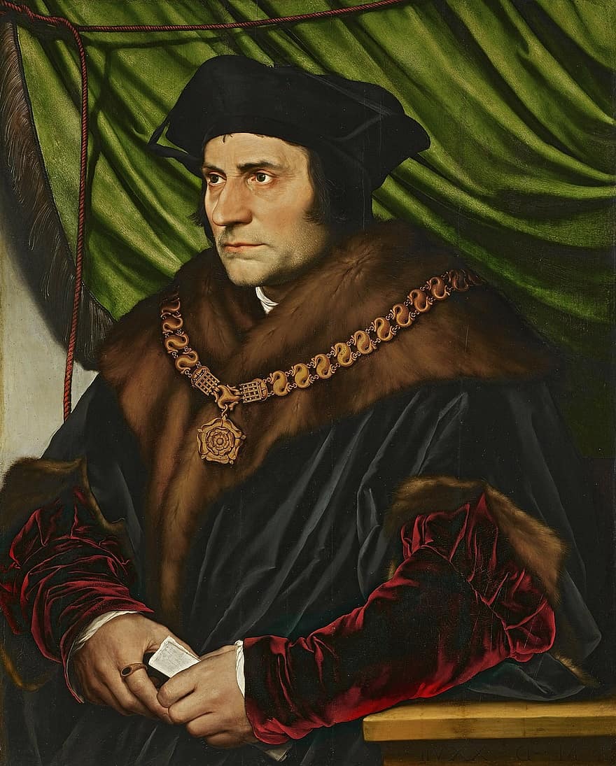 oljemålning, gentlemanly, ädel, man, borgmästare, Sir Thomas More, konstverk, konst, Hans Holbein den yngre