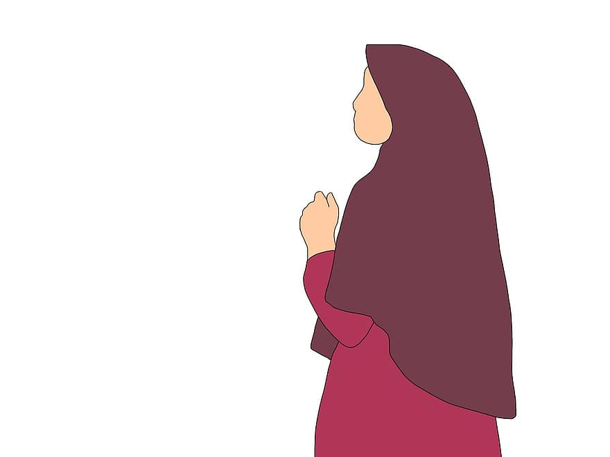 dona, musulmana, model, vel, personatge, dibuixos animats, religió, vector, dones, il·lustració, homes