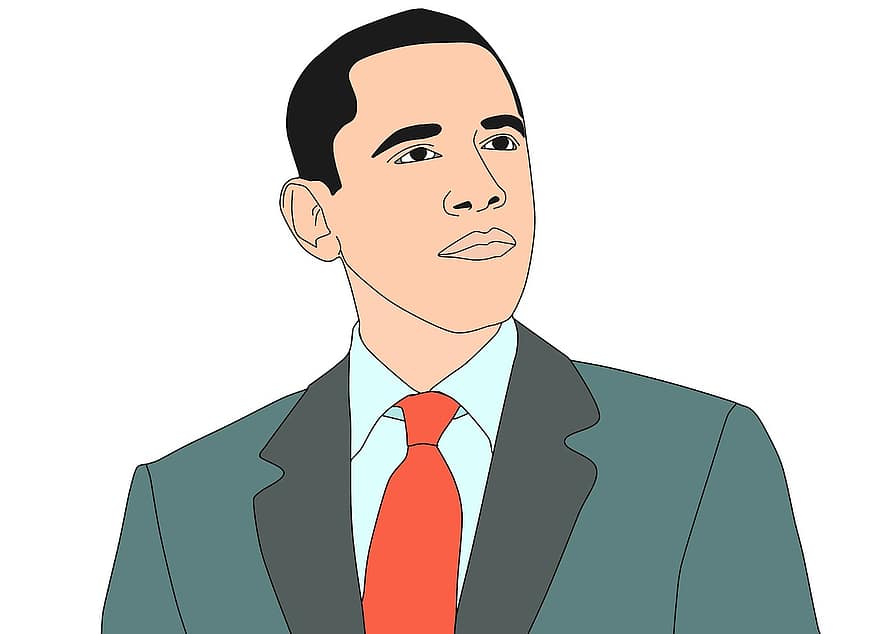 illustration, Barak Obama, præsident, Forenede Stater, Illustreret Mand