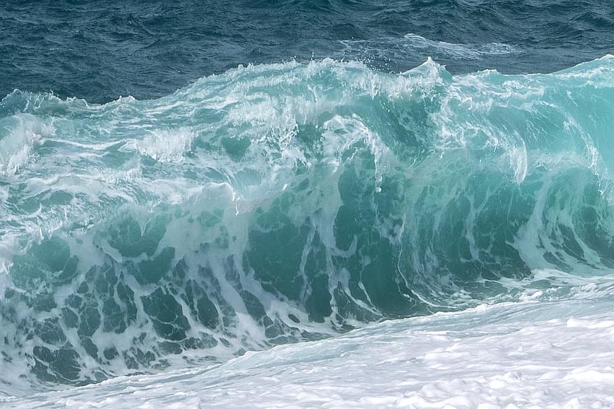 bølger, hav, blå, bevægelse, bølge