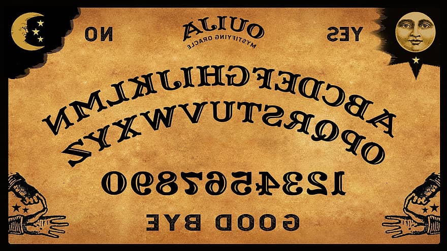 ouija bord, ouija, spil, forudsigelser, psykiske, alfabet, mystisk, uhyggelig, halloween, overnaturlig, spirit board