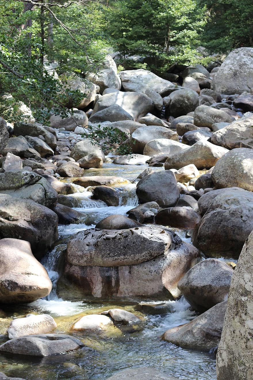поток, природа, гора, скали, река, рекичка, камъни, рок, вода, пейзаж, камък