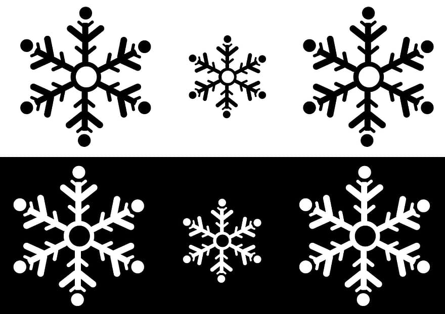 Snowflake, Graphic, Winter, Christmas, White, Christmas Motif, Snowfall, Decoration, Black, Brush Template, Eiskristalle