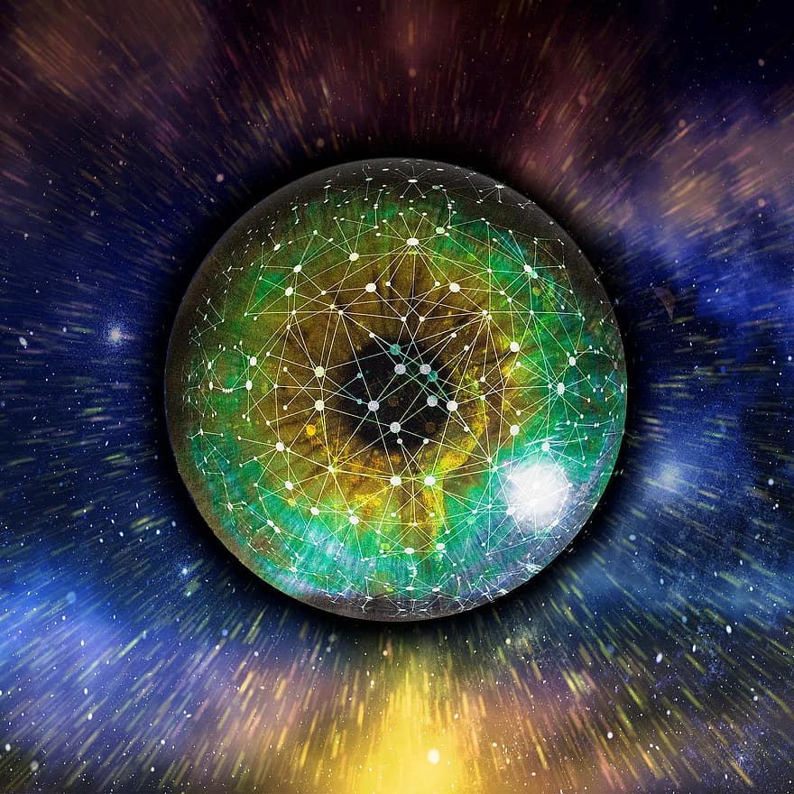 Auge, Iris, Vision, Fokus, Galaxis, Sterne, Universum, abstrakt, Kunst, Hintergründe, Platz