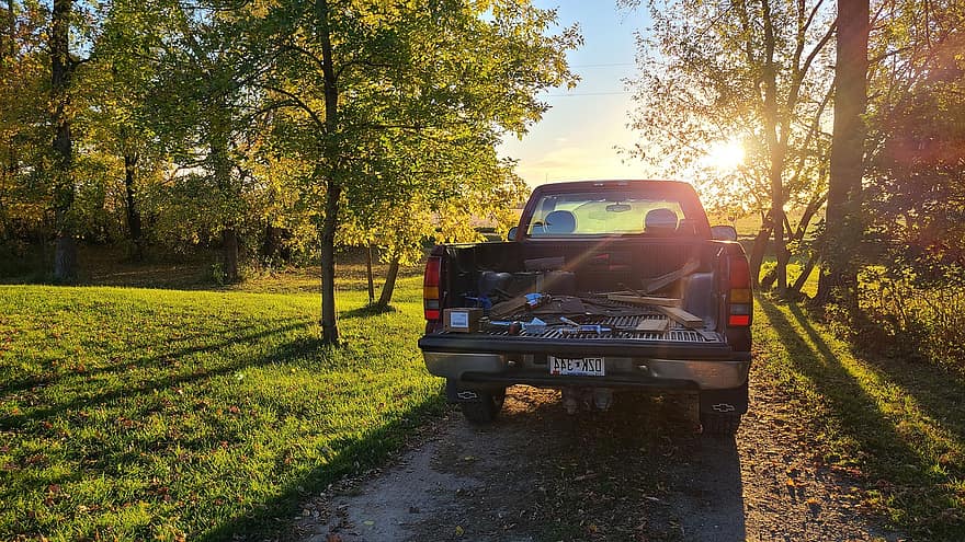 Truck, Trees, Driveway, Ford, Farm, Farming, Agriculture, Rural, Countryside, Harvest, Country