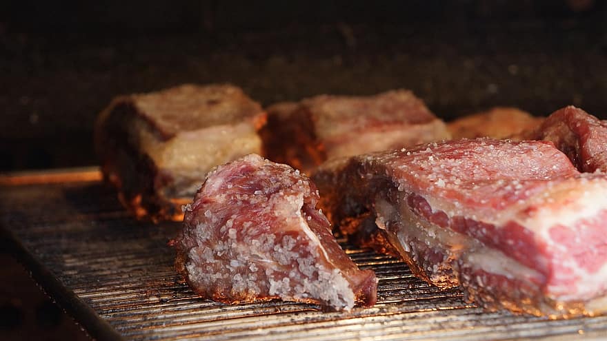 गाय का मांस, मांस, कच्चा, स्टेक, खाना, भुना हुआ