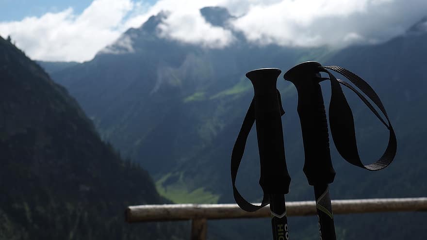 bjerge, natur, walking sticks, vandretur, Oberstdorf, pause