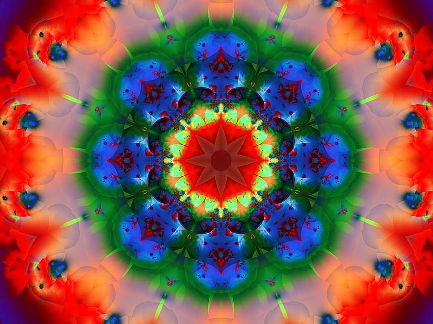 fractal, digitāls, mandala, ziedu, abstrakts, kontekstā
