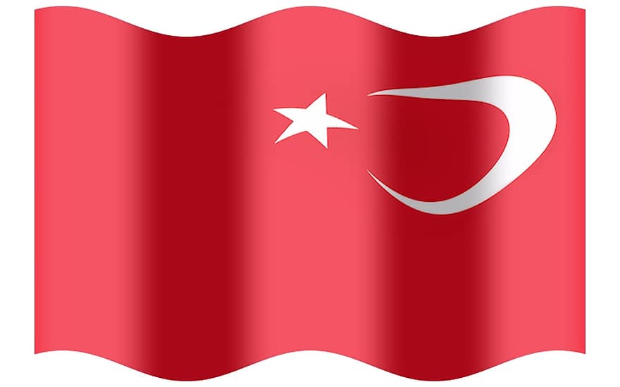 krocan, vlajka, turečtina, půlměsíc, Červené, hvězda, srp, třepetání