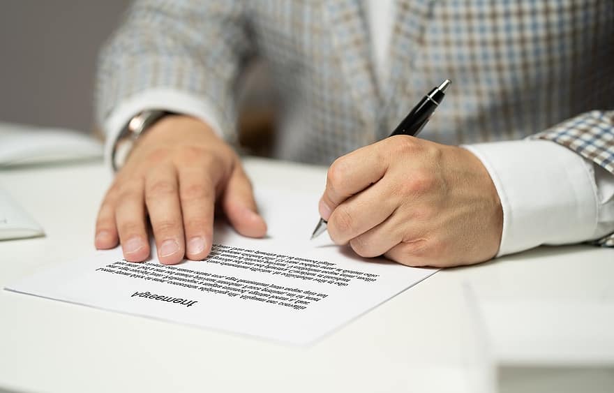 Contract, Agreement, Signing A Contract, Document, Signature, human hand, men, businessman, business, close-up, pen