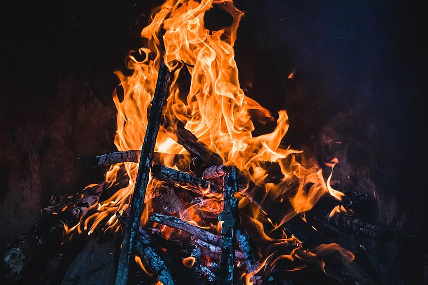 Fire, Bonfire, Campfire, Burning, Hot, Fireplace, Flames, Warmth, Heat, Outdoor Fire, Flaming