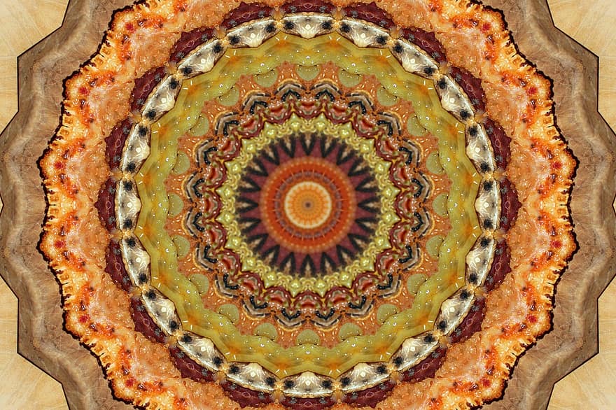 pizza, mandala, Yantra, mønster, bakgrunn, kaleidoskop