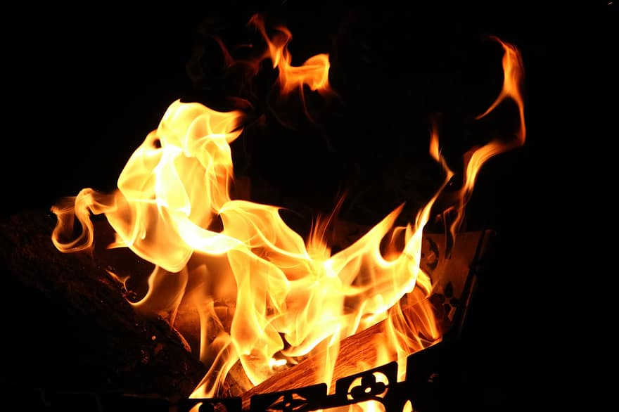 Feu, feu de camp, bois de chauffage, flamme, chaleur, lumière, phenomene naturel, Température, brûlant, feu, enfer