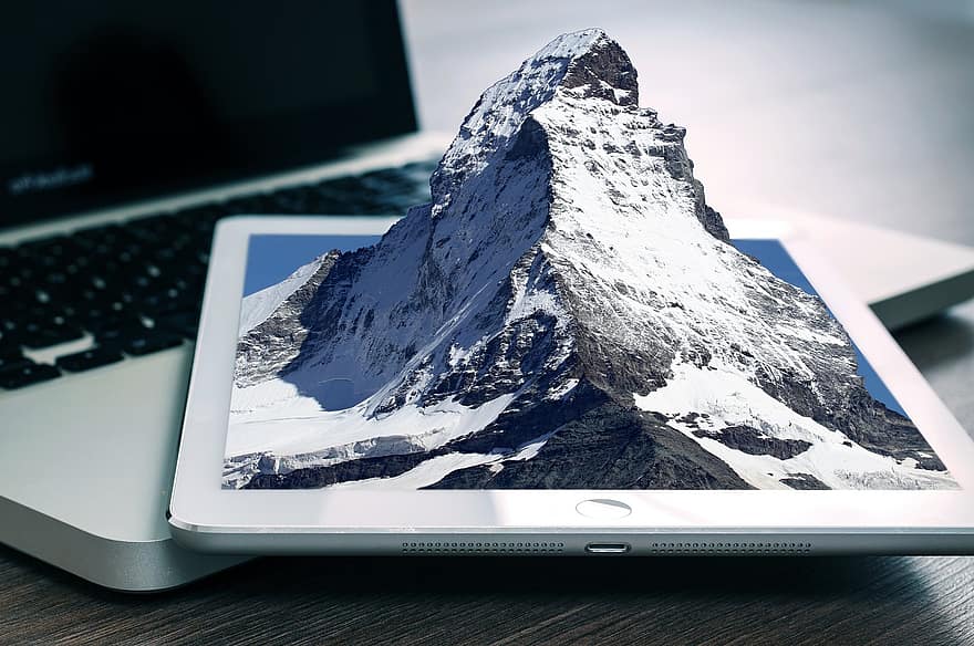 гірський, Ефект спливаючого вікна, ipad, Альпи, засніжена гора, саміт, 3d, ідея