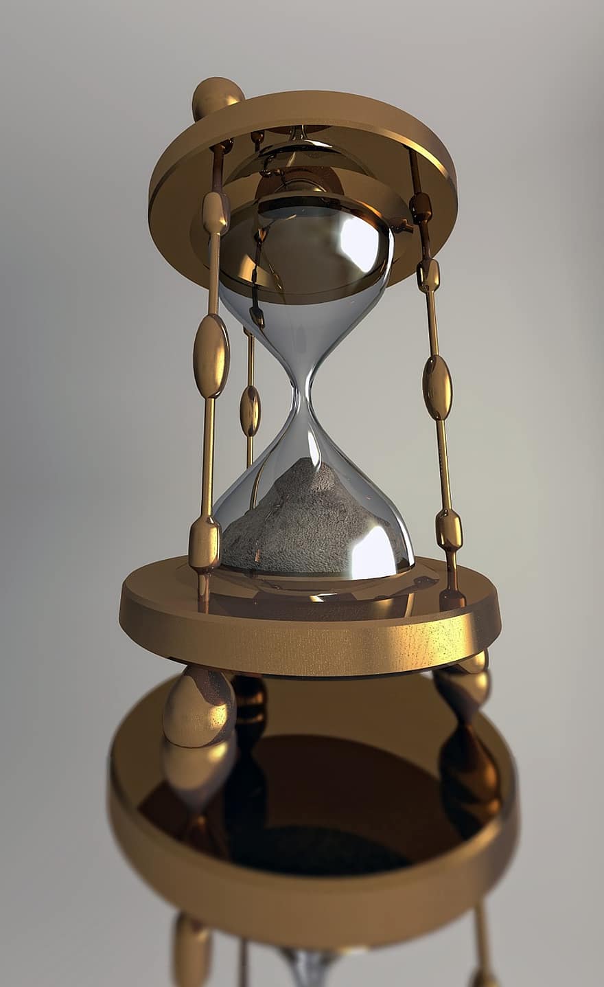 timglas, klocka, mässing, kristallglas, tid, andra, minut, timme, dag, sand, springa ut